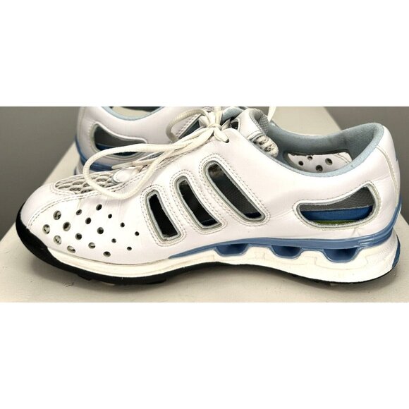 Adidas Womens Shoes Leather Golf Sneakers Adiprene Climacool White Blue Size 6 - Picture 6 of 13
